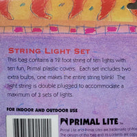 Primal Lite Fun Lights 10 Plastic Pony String Lights, 12 feet long, bag *new
