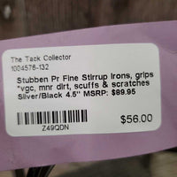 Pr Fine Stirrup Irons, grips *vgc, mnr dirt, scuffs & scratches