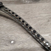 "U" Shaped Single Row Bling Browband, velcro ends *xc/vgc, mnr dirt?dusty, mnr loose bling