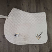 Quilt Jumper Saddle Pad, "The Tack Box" *gc, clean, dingy, pills, undone stitching, mnr stains, puckers, threads