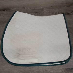 Quilt Jumper Saddle Pad, cut tabs *gc/fair, v. stained, dingy, mnr holey edges, rubs, puckers, threads, pills