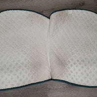 Quilt Jumper Saddle Pad, cut tabs *gc/fair, v. stained, dingy, mnr holey edges, rubs, puckers, threads, pills
