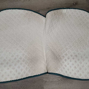 Quilt Jumper Saddle Pad, cut tabs *gc/fair, v. stained, dingy, mnr holey edges, rubs, puckers, threads, pills