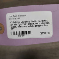 Lg Belly Girth, caribiner, 2x els *gc/fair, clean, torn elastics, older, scrapes, rubs, gouges