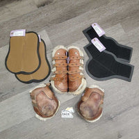 Open Front & Hind Boots, tabs, Fleece & Neoprene Liners *gc, clean & dirty, stains, film, rubs, scrapes, faded, older
