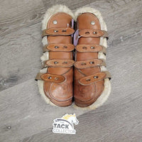 Open Front & Hind Boots, tabs, Fleece & Neoprene Liners *gc, clean & dirty, stains, film, rubs, scrapes, faded, older