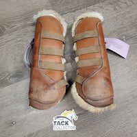 Open Front & Hind Boots, tabs, Fleece & Neoprene Liners *gc, clean & dirty, stains, film, rubs, scrapes, faded, older