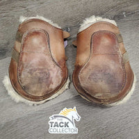 Open Front & Hind Boots, tabs, Fleece & Neoprene Liners *gc, clean & dirty, stains, film, rubs, scrapes, faded, older