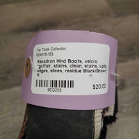 Hind Boots, velcro *gc/fair, stains, clean, stains, v.pilly edges, slices, residue