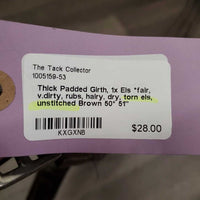 Thick Padded Girth, 1x Els *fair, v.dirty, rubs, hairy, dry, torn els, unstitched