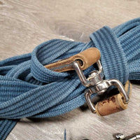 Cotton Web Lunge Line, Swivel, leather tab end *gc/vgc, clean, rubs, faded & edge scrapes