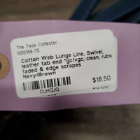 Cotton Web Lunge Line, Swivel, leather tab end *gc/vgc, clean, rubs, faded & edge scrapes
