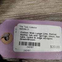 Cotton Web Lunge Line, Swivel, leather tab end *gc/vgc, clean, mnr rubs, faded & edge scrapes
