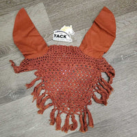 Long Crochet Fly Veil Ear Bonnet, Fringe, XLg Ears *xc/like new, clean, older

