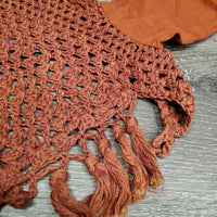 Long Crochet Fly Veil Ear Bonnet, Fringe, XLg Ears *xc/like new, clean, older
