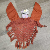 Long Crochet Fly Veil Ear Bonnet, Fringe, XLg Ears *xc/like new, clean, older