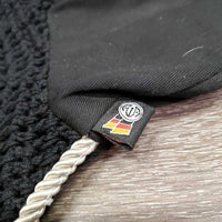 Crochet Fly Veil Ear Bonnet, string, piping *vgc, clean, older, shrunk?puckered & curled, mnr faded