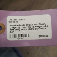 Rain Sheet, 2 legs *gc, wpf, faded, snags, rubs, mnr lining tears, stains
