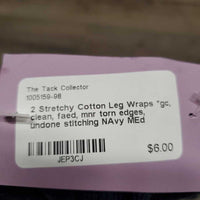 2 Stretchy Cotton Leg Wraps *gc, clean, faed, mnr torn edges, undone stitching
