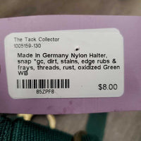 Nylon Halter, snap *gc, dirt, stains, edge rubs & frays, threads, rust, oxidized
