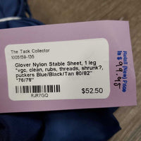 Nylon Stable Sheet, 1 leg *vgc, clean, rubs, threads, shrunk?, puckers
