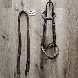 Rsd/Padded Monocrown Bridle, Buckles Flash, Rsd/FS Rubber Reins *vgc, clean, older, mnr dry, rubs & faded