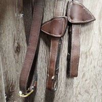 Rsd/Padded Monocrown Bridle, Buckles Flash, Rsd/FS Rubber Reins *vgc, clean, older, mnr dry, rubs & faded
