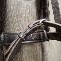 Rsd/Padded Monocrown Bridle, Buckles Flash, Rsd/FS Rubber Reins *vgc, clean, older, mnr dry, rubs & faded
