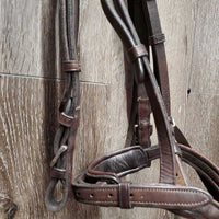 Rsd/Padded Monocrown Bridle, Buckles Flash, Rsd/FS Rubber Reins *vgc, clean, older, mnr dry, rubs & faded
