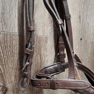 Rsd/Padded Monocrown Bridle, Buckles Flash, Rsd/FS Rubber Reins *vgc, clean, older, mnr dry, rubs & faded