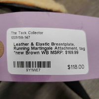 Leather & Elastic Breastplate, Running Martingale Attachment, tag *new
