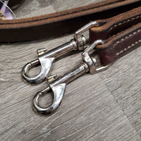 Soft .5" Wide Leather Draw Reins, snaps, lg Roller Buckle *like new, clean, v.mnr rubs