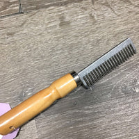 Metal Braiding Comb, Hvy Wood Handle *vgc/xc, mnr scraped end, clean
