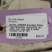 JUNIORS EuroSeat Riding Tight Breeches, drawstring *gc, clean, mnr rubs, pills & loose threads