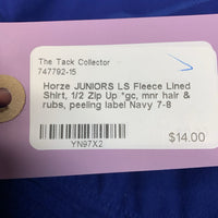 JUNIORS LS Fleece Lined Shirt, 1/2 Zip Up *gc, mnr hair & rubs, peeling label