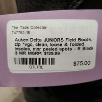 JUNIORS Field Boots, zip *vgc, clean, loose & folded insoles, mnr peeled spots - R

