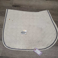 Quilt Jumper Saddle Pad, 1x piping, cut tabs *gc/fair, stains, rubs, pills, holey edges, puckers, v. dingy