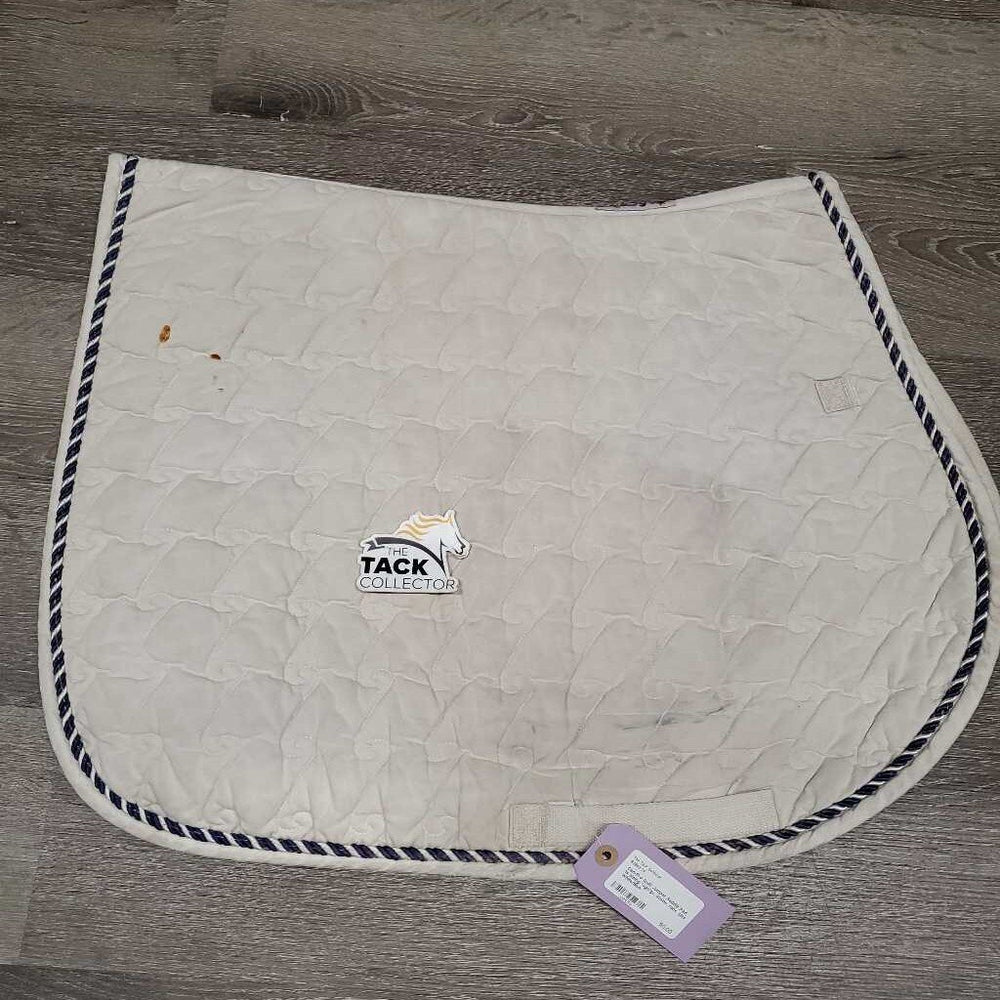 Quilt Jumper Saddle Pad, 1x piping, cut tabs *gc/fair, stains, rubs, pills, holey edges, puckers, v. dingy