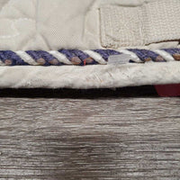 Quilt Jumper Saddle Pad, 1x piping, cut tabs *gc/fair, stains, rubs, pills, holey edges, puckers, v. dingy
