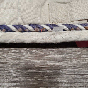 Quilt Jumper Saddle Pad, 1x piping, cut tabs *gc/fair, stains, rubs, pills, holey edges, puckers, v. dingy