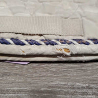 Quilt Jumper Saddle Pad, 1x piping, cut tabs *gc/fair, stains, rubs, pills, holey edges, puckers, v. dingy
