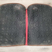Quilt Jumper Saddle Pad, 1x piping *gc, cut tabs, hairy, rubs, mnr stains, dirt, faded, threads
