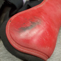 Pr Open Front Boots, velcro *gc, dirty, scrapes, stains, mnr peeled edges, stretched elastic