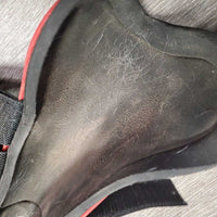 Pr Open Front Boots, velcro *gc, dirty, scrapes, stains, mnr peeled edges, stretched elastic