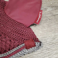 Crochet Ear Bonnet Fly Veil, 2x piping *vgc, clean, hairy, curled edges
