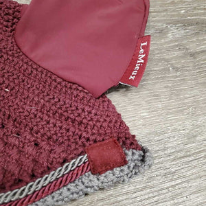 Crochet Ear Bonnet Fly Veil, 2x piping *vgc, clean, hairy, curled edges