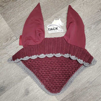 Crochet Ear Bonnet Fly Veil, 2x piping *vgc, clean, hairy, curled edges
