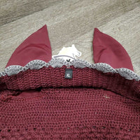 Crochet Ear Bonnet Fly Veil, 2x piping *vgc, clean, hairy, curled edges
