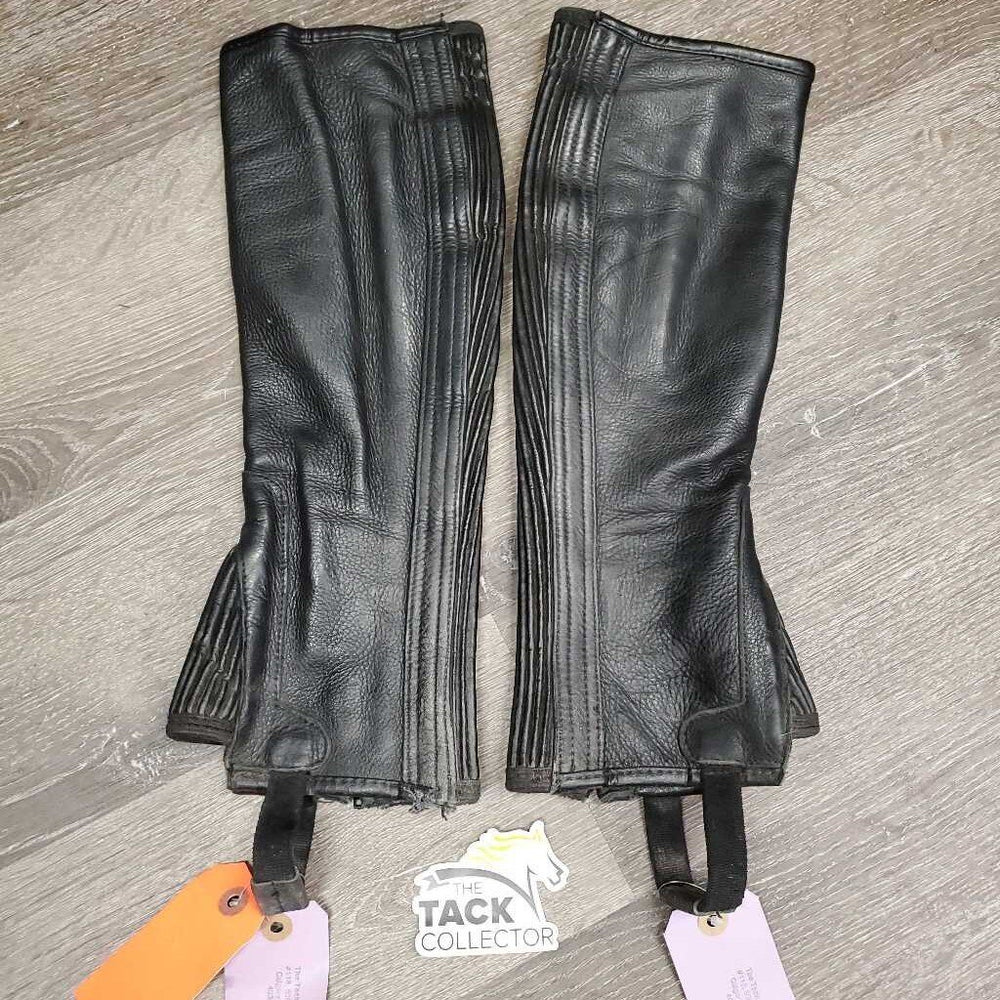 Leather Half Chaps *vgc/gc, clean & mnr dirt, rubs, torn edge