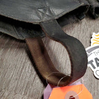 Leather Half Chaps, Back Zips, Bag *gc, clean, mnr dirt, rubs, marker, pills, repaired zippers, v.stretched elastic
